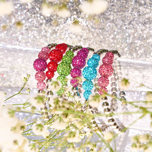 Bracelet Kikiballa à paillettes cerises | Cascade de cristaux
